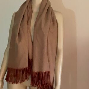 Scarf Throw Blanket Pashmina Wrap Mauve Beige Herringbone